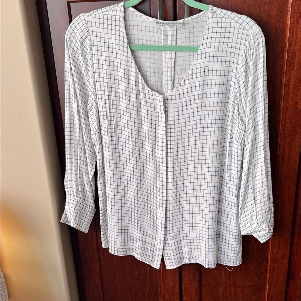 Cleo Women's White Checkered Top Size MP